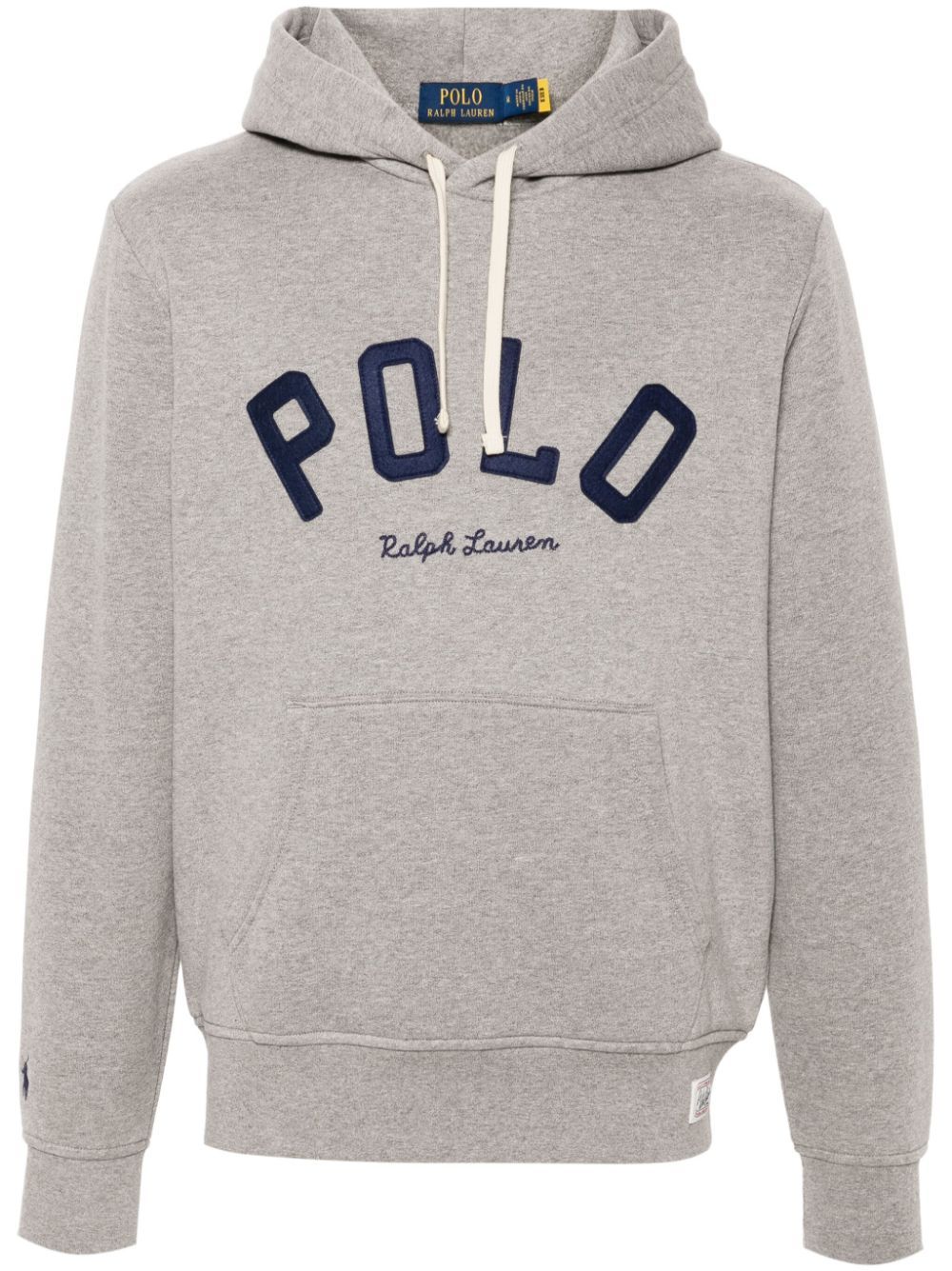 Shop Polo Ralph Lauren Logo-patch Mélange Hoodie In Grey