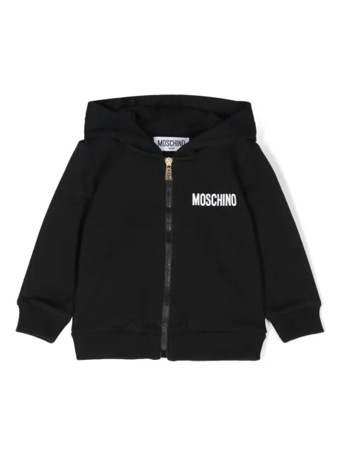 Moschino Kids logo-print zip-up hoodie