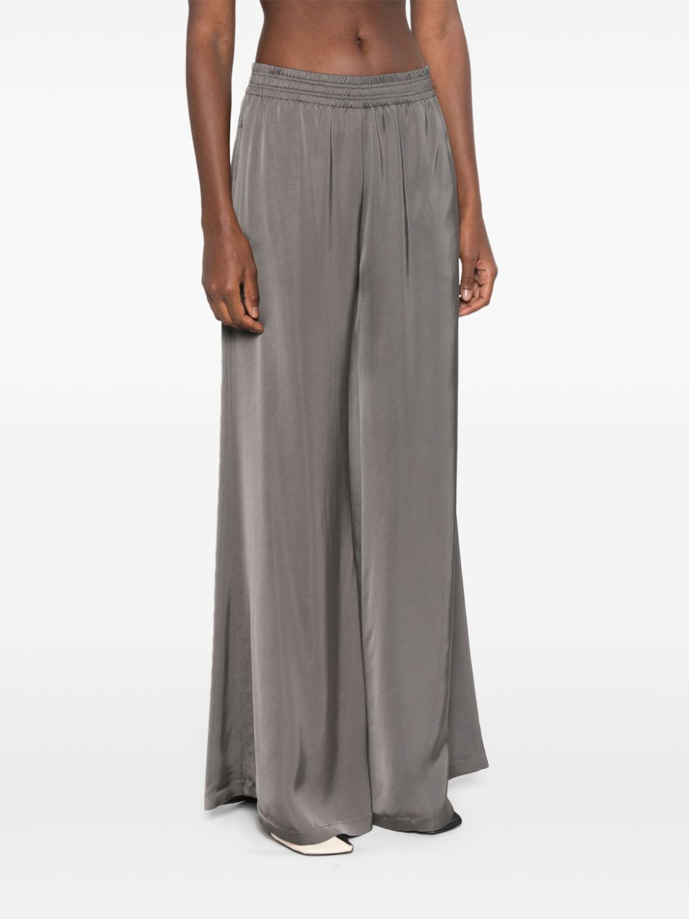 Shop Fabiana Filippi Satin Palazzo Pants In Grey