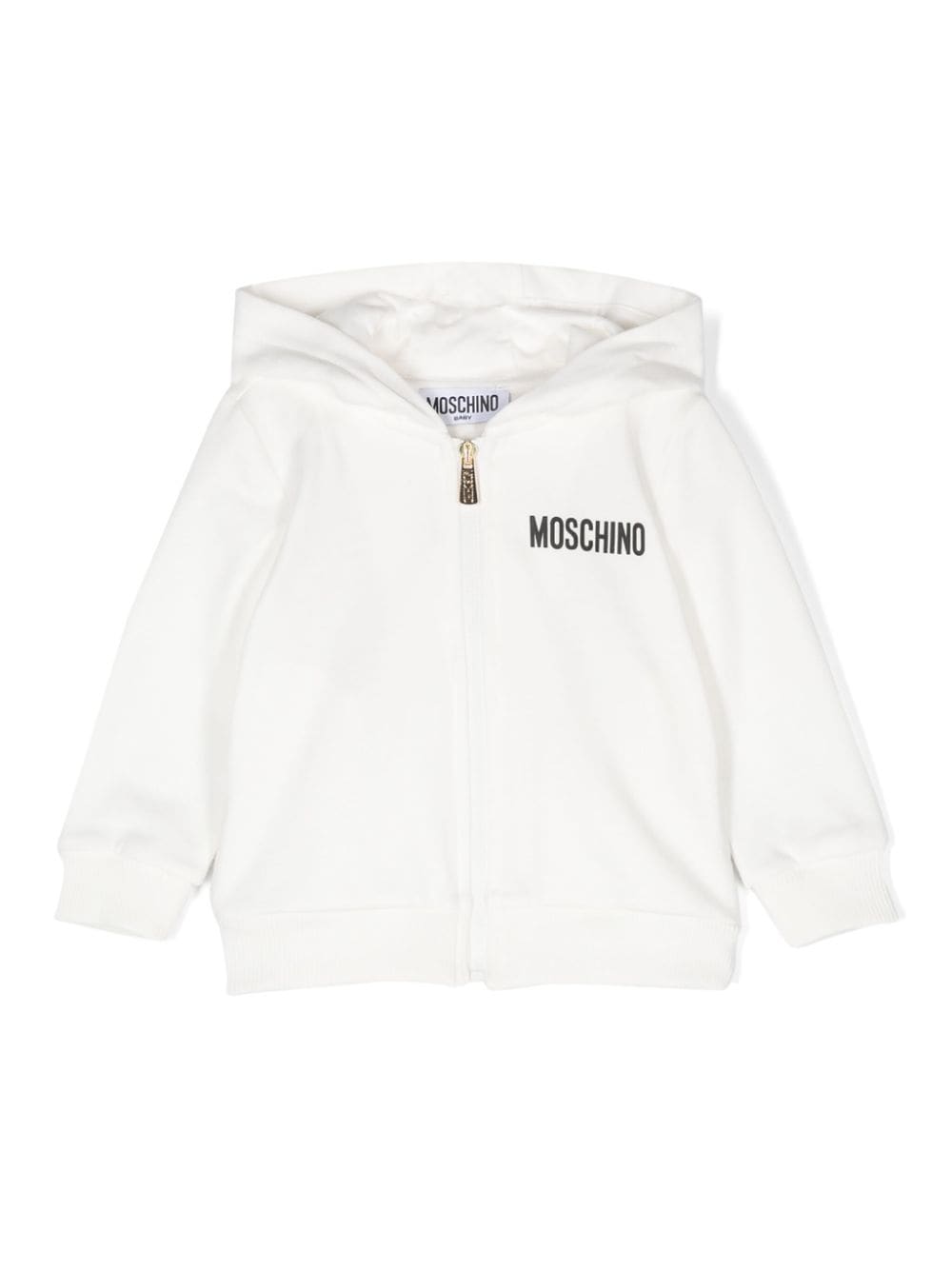 Moschino Kids Hoodie met logoprint en rits Wit