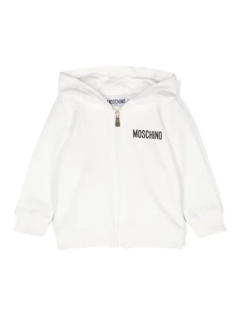 Moschino Kids logo-print zip-up hoodie
