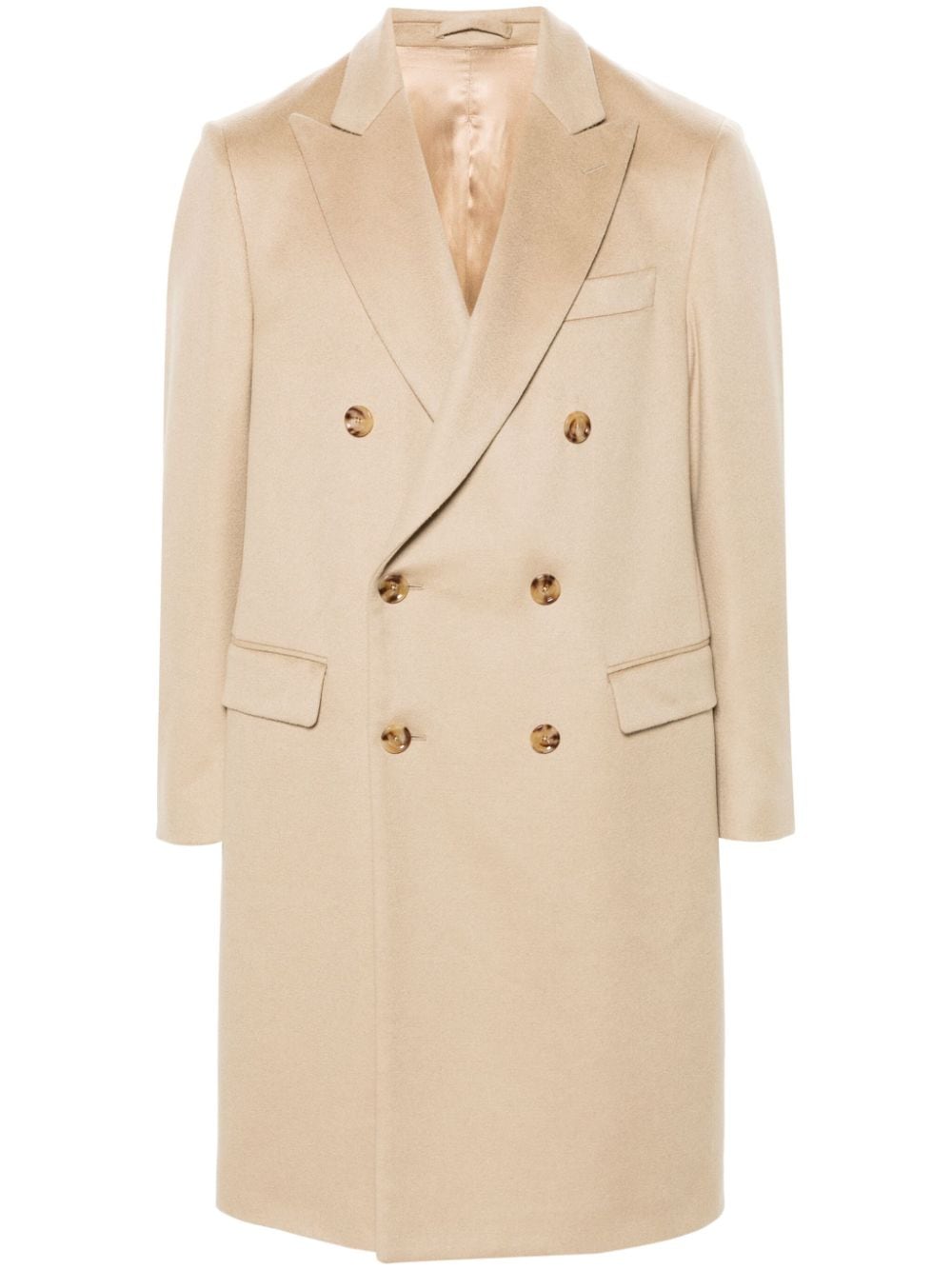 Lardini double-breasted cashmere coat - Nude