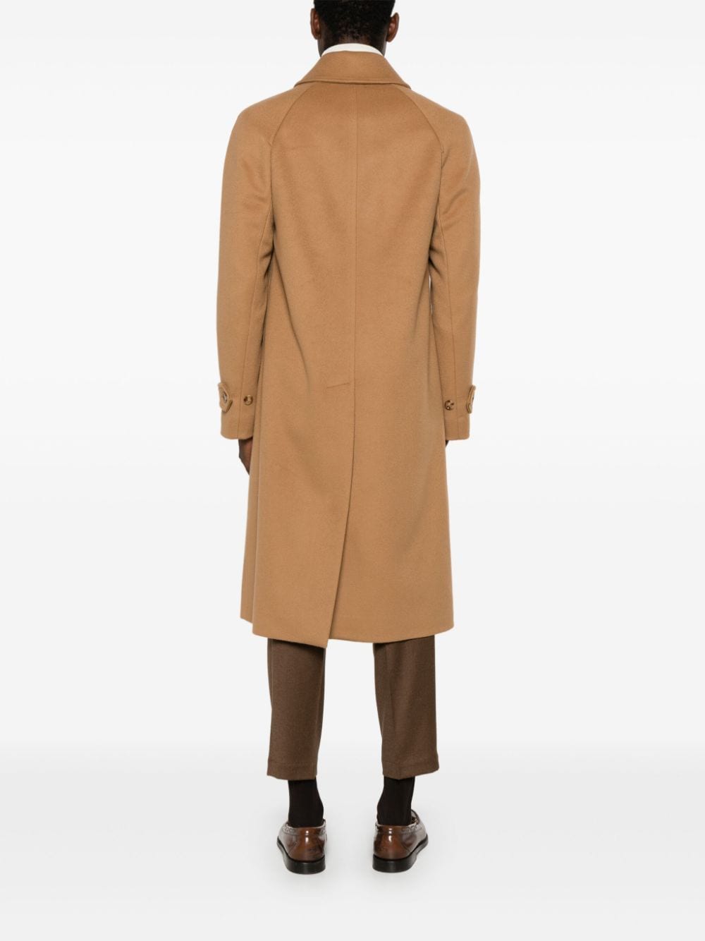 Shop Lardini Single-breasted Virgin Wool Coat In Brown