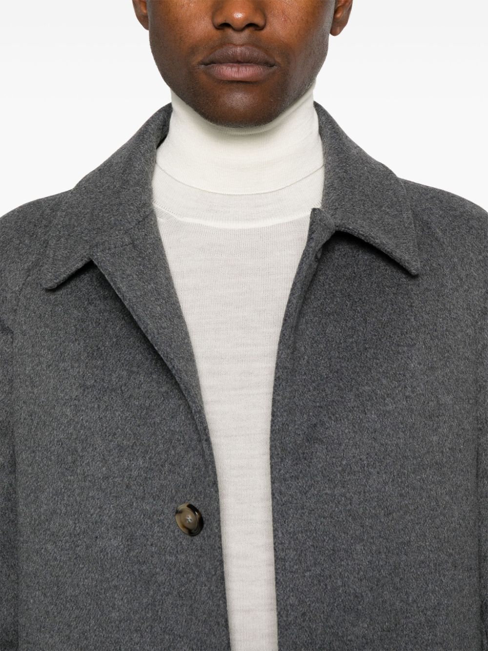 Shop Lardini Single-breasted Virgin-wool Coat In Grey