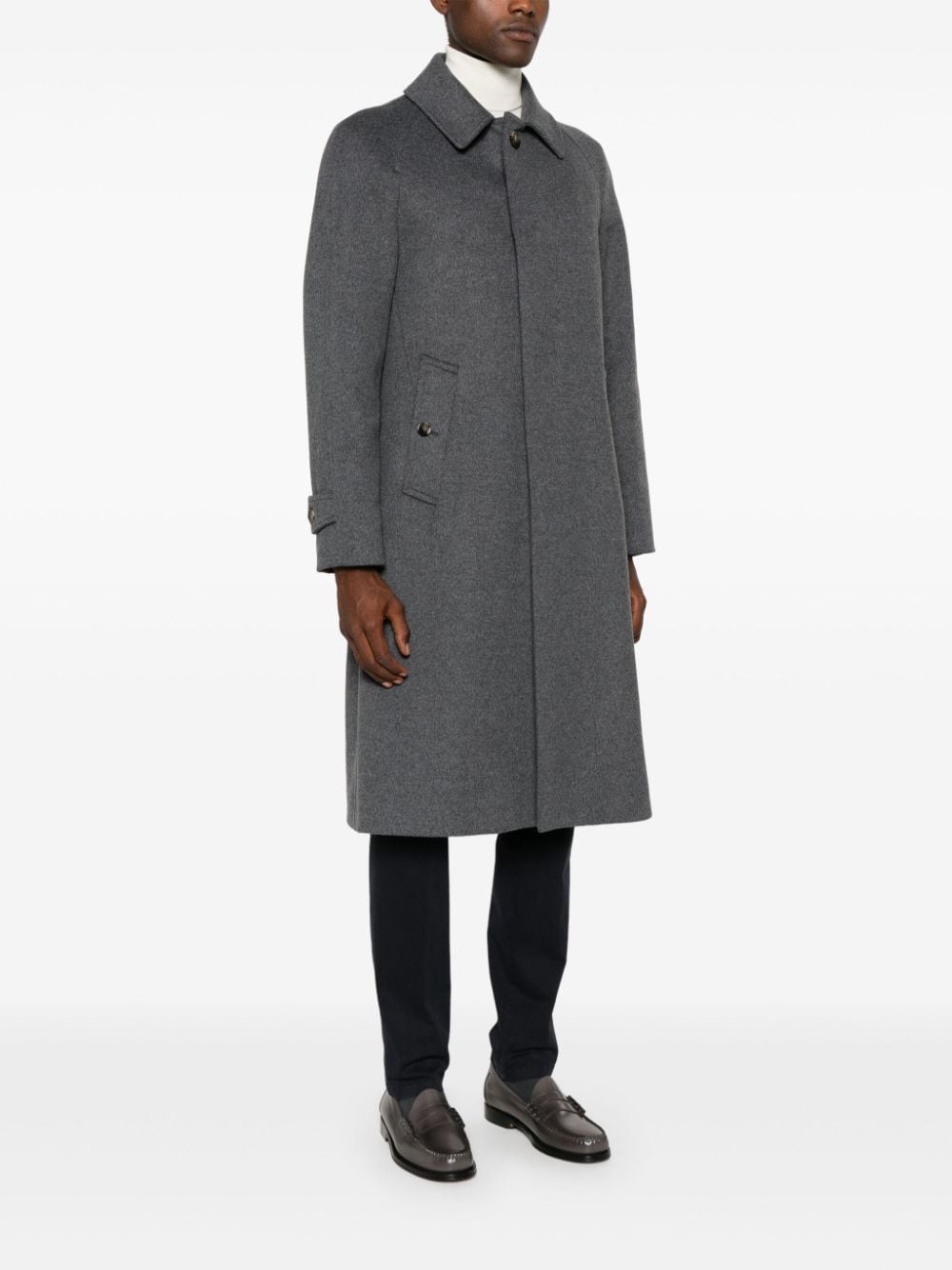 Shop Lardini Single-breasted Virgin-wool Coat In Grey