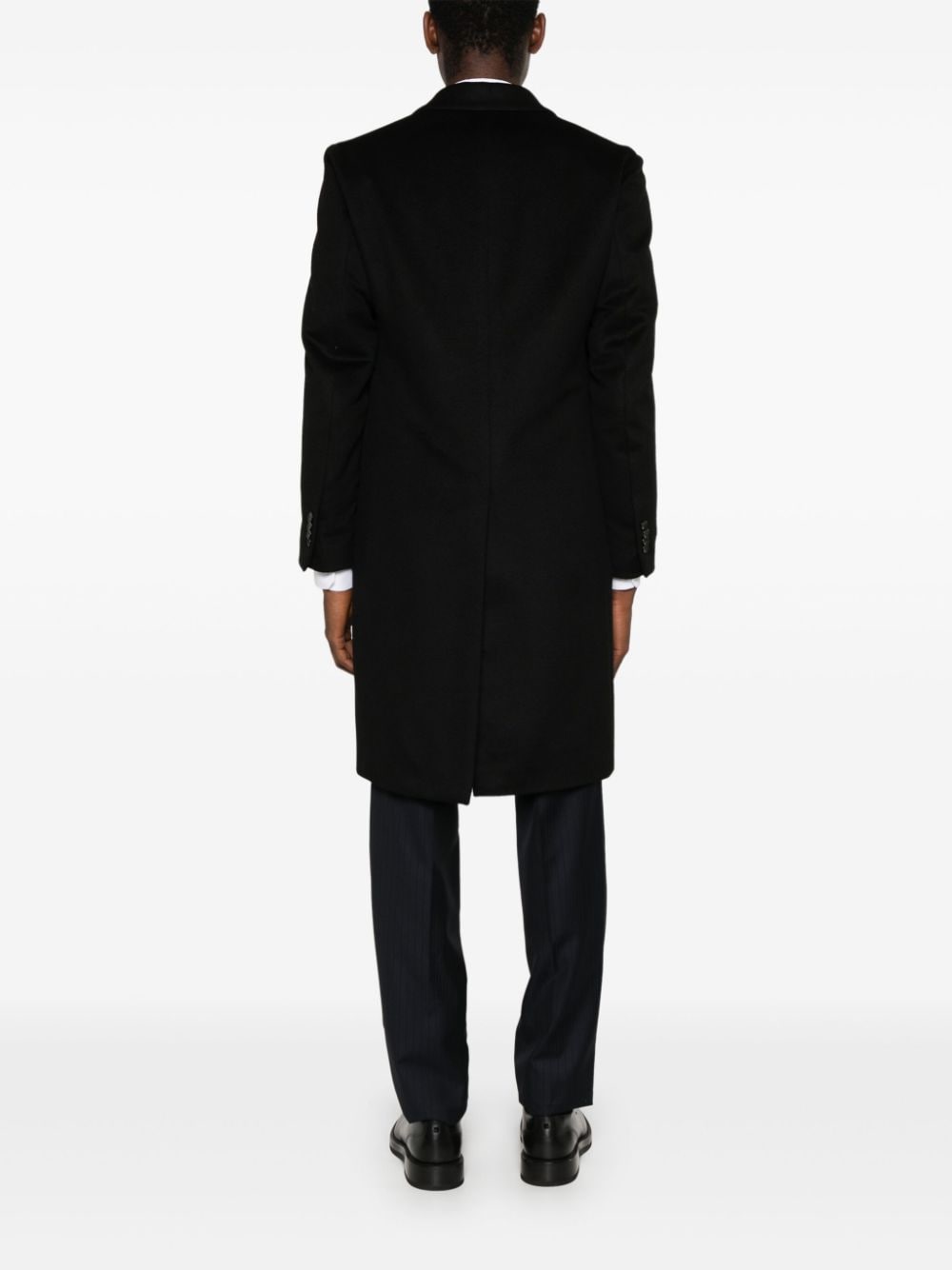 Shop Lardini Double-breasted Cashmere Coat In Black