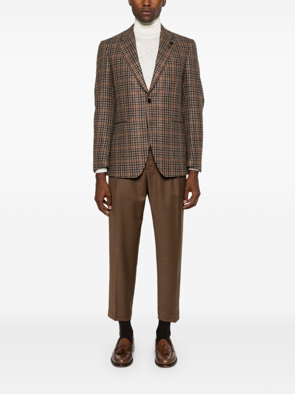 Shop Lardini Houndstooth-pattern Single-breasted Blazer In Neutrals