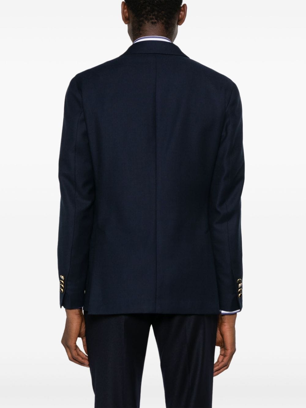 Shop Lardini Brooch-detail Double-breasted Blazer In Blue