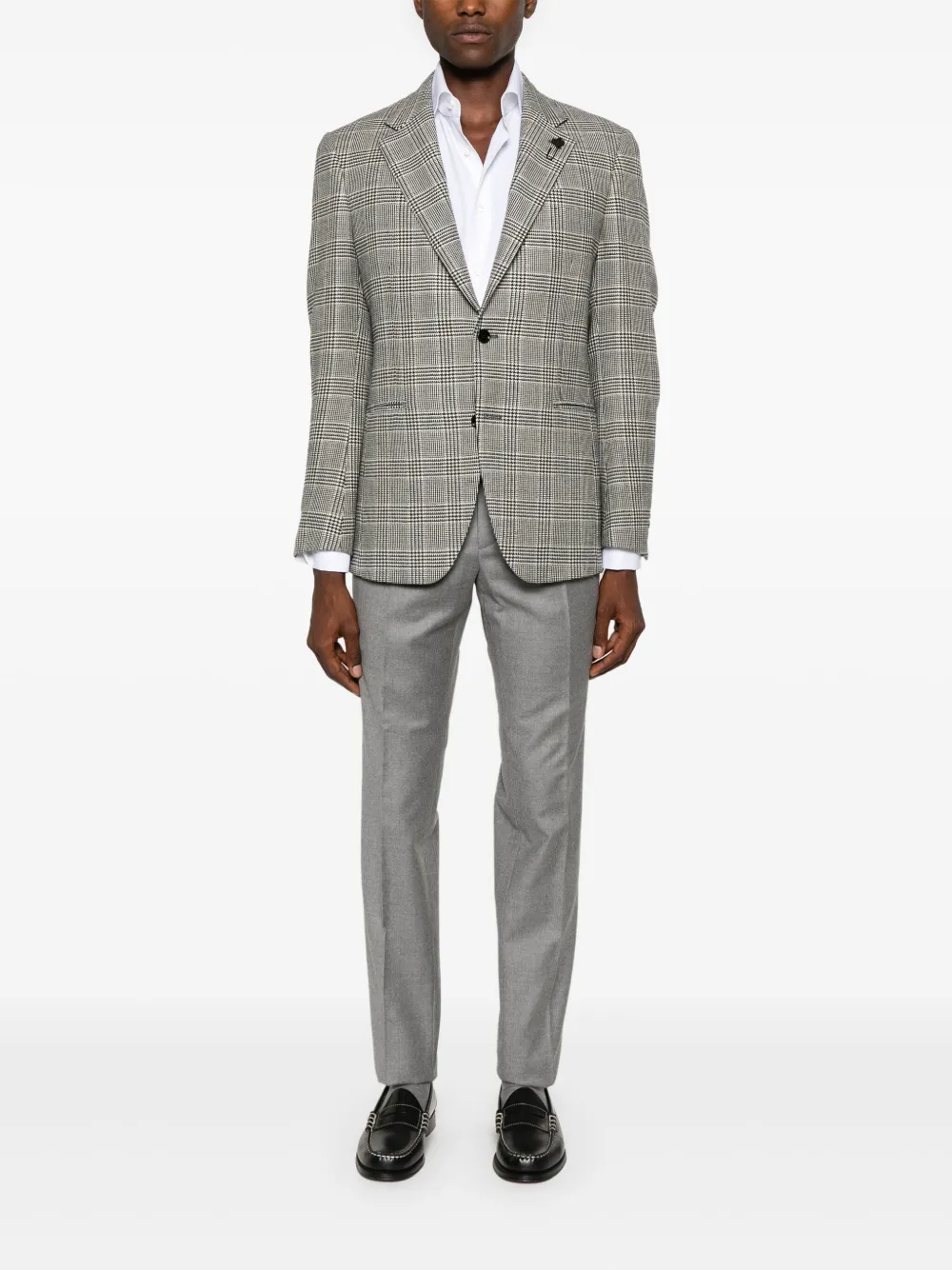 Lardini Prince Of Wales geruite blazer met enkele rij knopen - Zwart