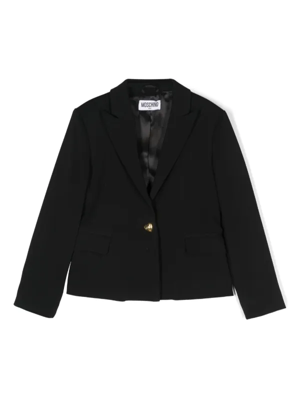 Moschino Kids heart-button single-breasted Blazer | Black