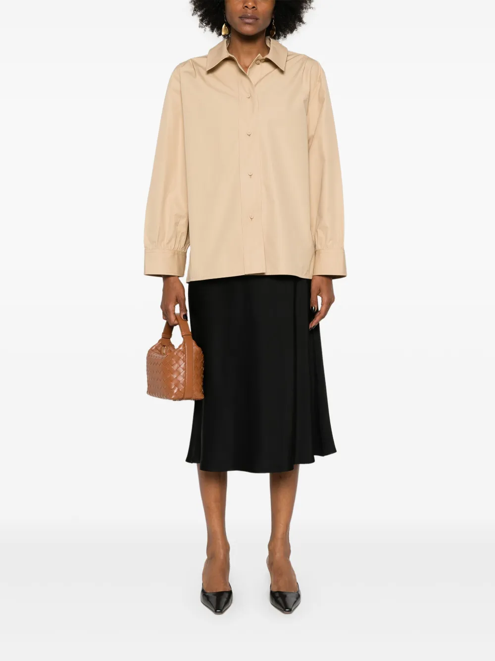 Jil Sander Blouse met gespreide kraag - Beige