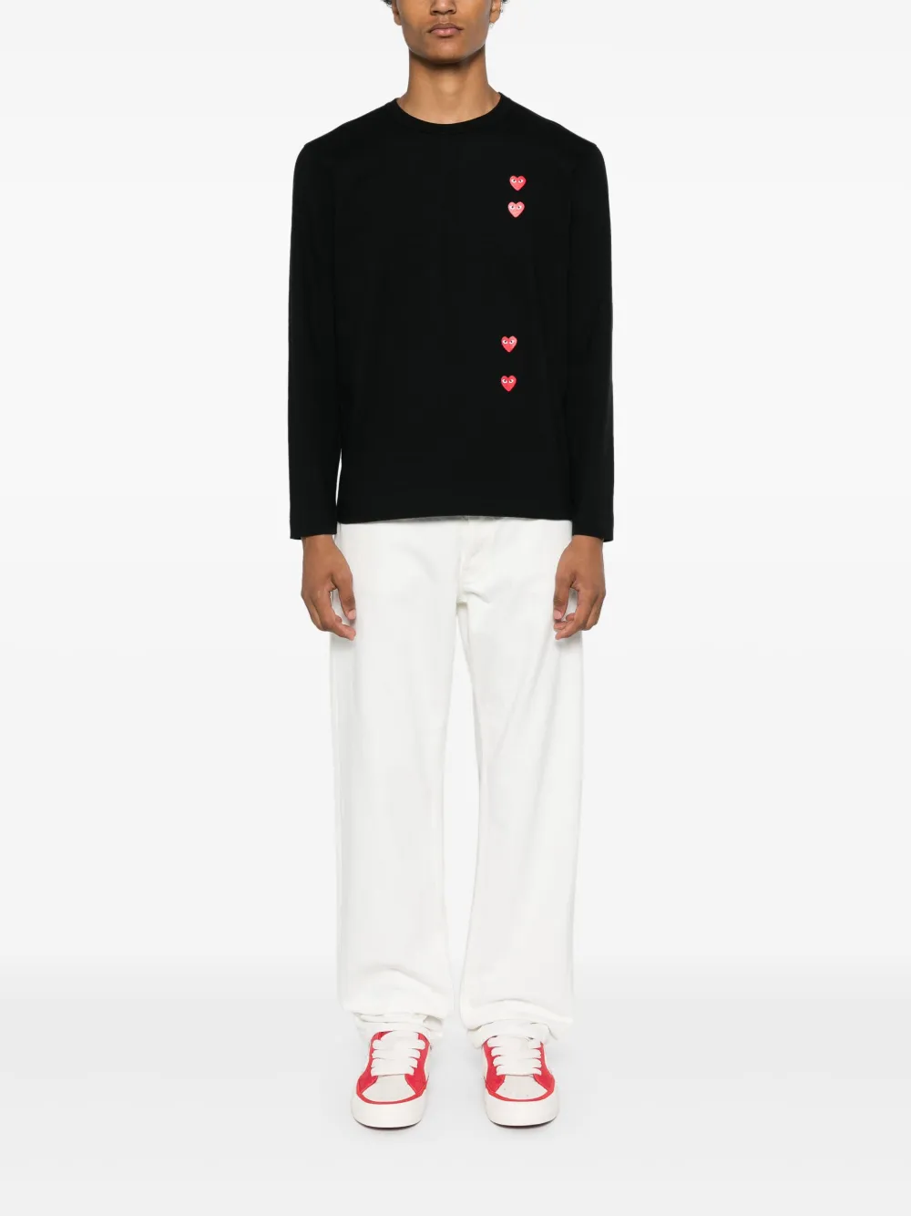Comme Des Garçons Play Katoenen T-shirt met hartprint - Zwart