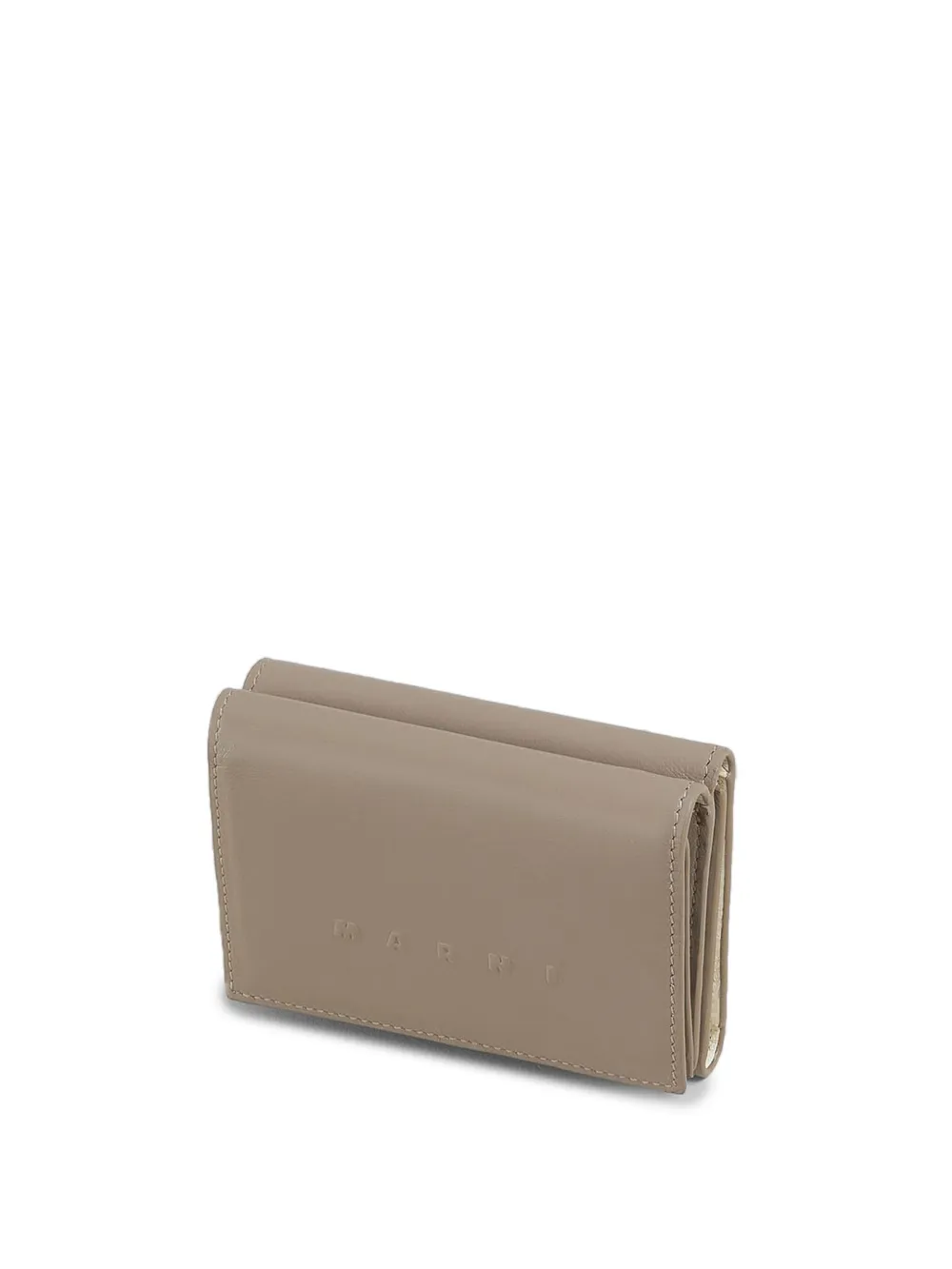 Marni Leren portemonnee met logo-reliëf Beige