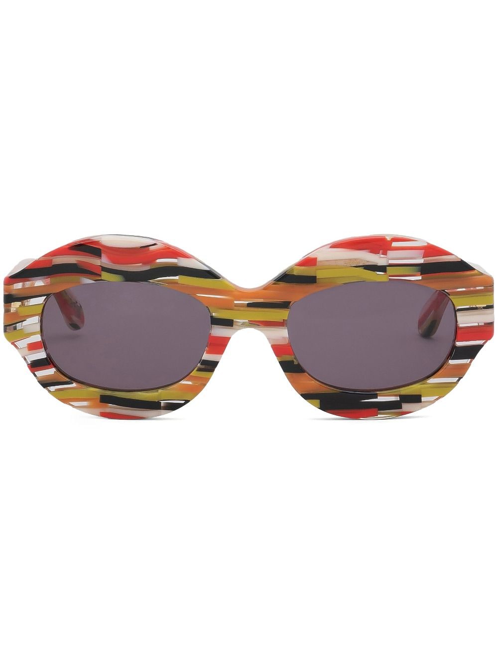 Marni Spacey Stripey Ik Kil Cenote Oval-frame Sunglasses In Multi