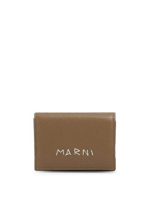 Marni logo-embroidered leather wallet Men