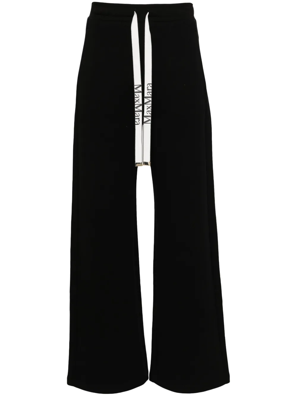 S Max Mara Cotton Blend Logo Trousers In Black