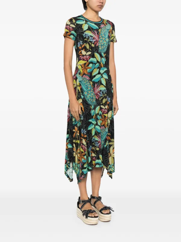 Johnny Was Asymmetric Cap Sleeve Dress - Black