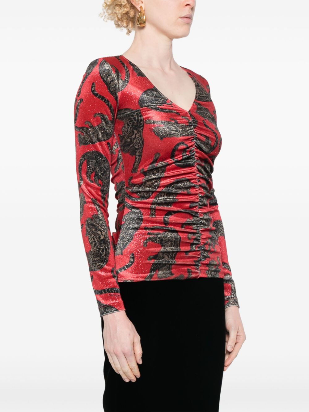 Shop Just Cavalli Velvet Top In Red