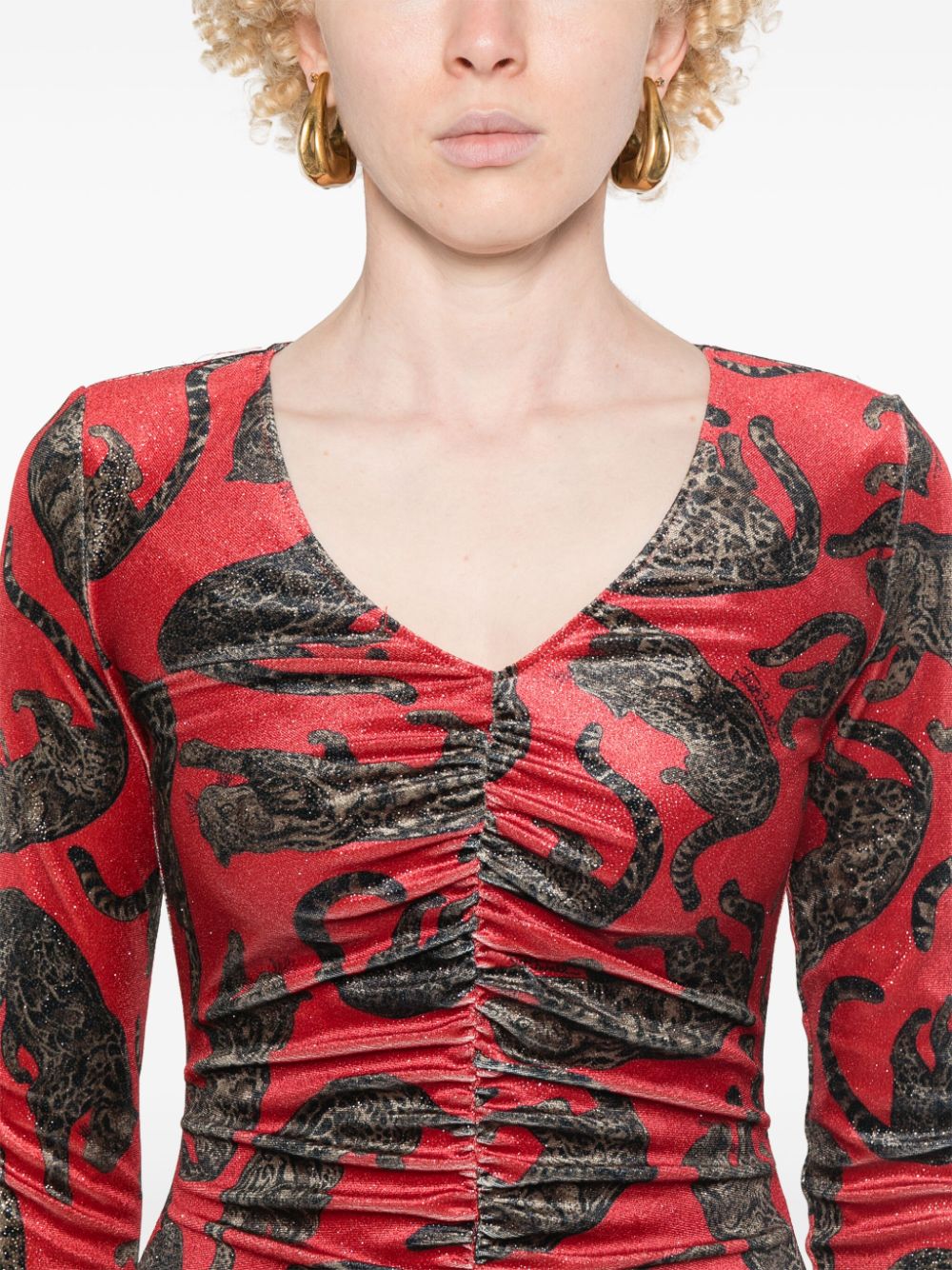 Shop Just Cavalli Velvet Top In Red