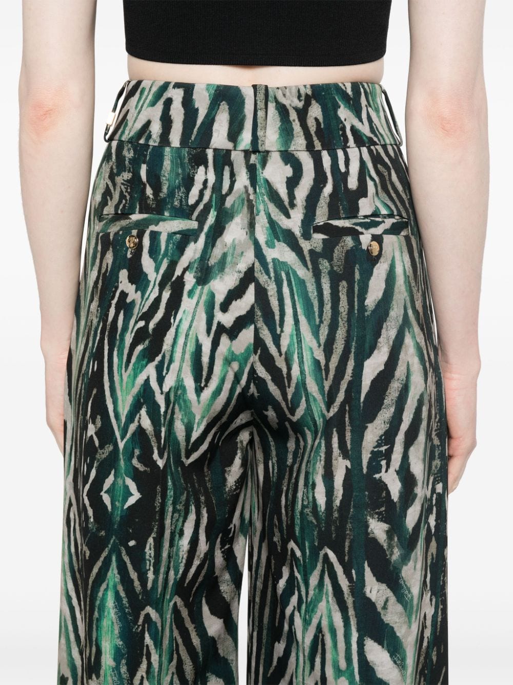 Shop Just Cavalli Abstract-print Trousers In Green