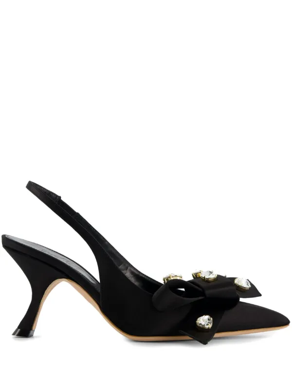 Giambattista Valli 75mm Bow-detailing Slingback Pumps in Black
