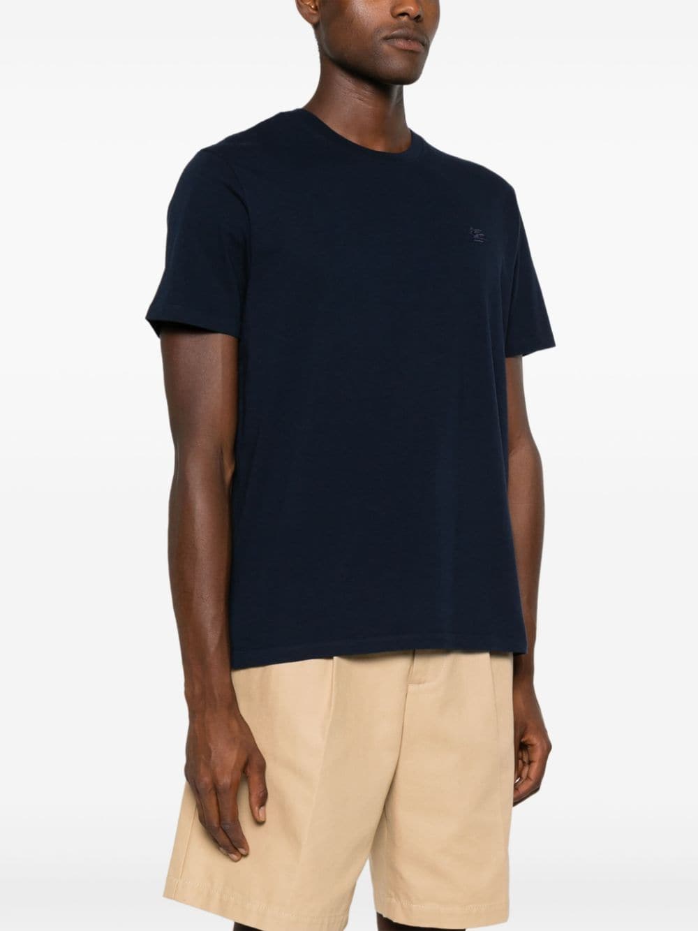 Shop Etro Pegaso-embroidered Cotton T-shirt In Blue