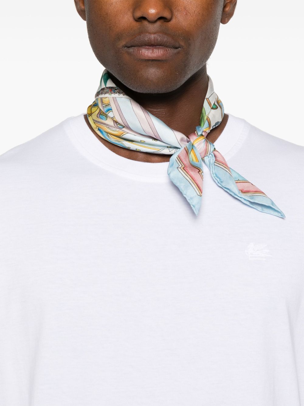 Shop Etro Pegaso-embroidered Cotton T-shirt In White