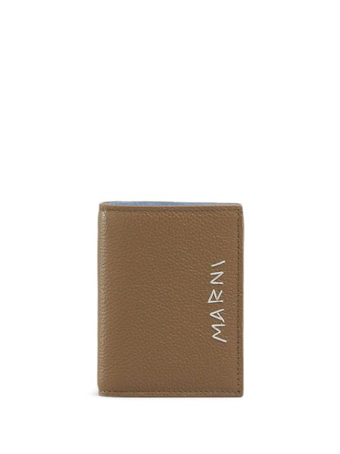 Marni logo-embroidered leather wallet Men