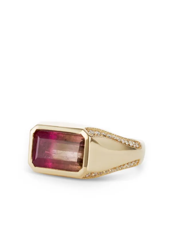 Jacquie Aiche 14k Yellow Gold Tourmaline and Diamond Ring