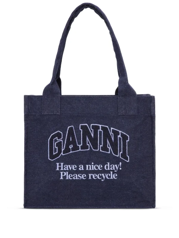 【送料&関税込】Ganni Large Logo Easy Printed Shopper Bag Ganni Large Easy Shopper Denim Tote Bag | Saks Fifth Avenue