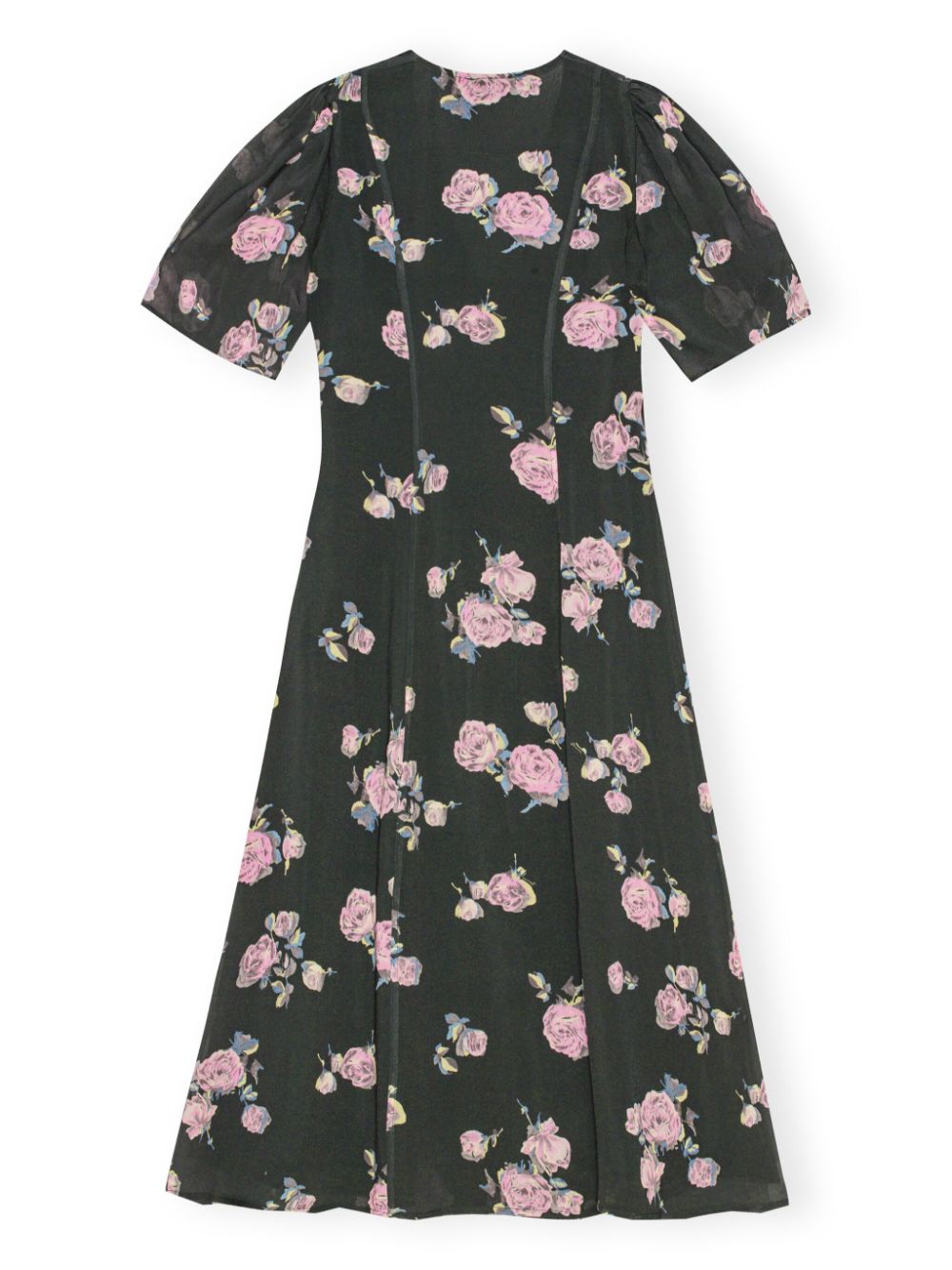 GANNI floral-print crepe wrap midi dress Women