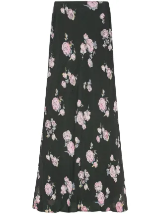 国内発送☆GANNI☆Bonded Crepe Long Skirt/BLACK Black Black Bonded Crepe Skirt | GANNI US