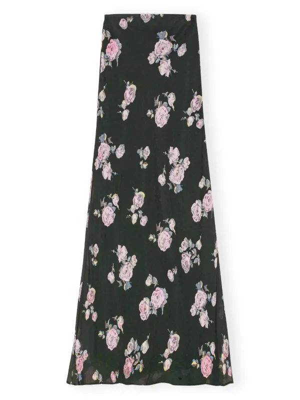 【2025年】高評価レビューアイテム特集 | Skirt Maxi Crepe Fluid floral-print GANNI Black FARFETCH | スカート
