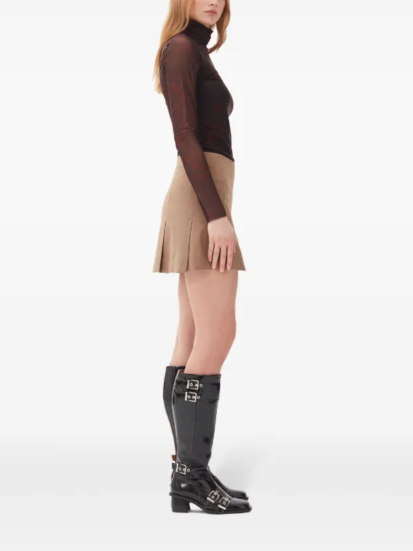 【関税＆送料込み】Ganni Pleated Mini Skirt Gray Quill Grey Future Denim Pleated Mini Skirt | GANNI US