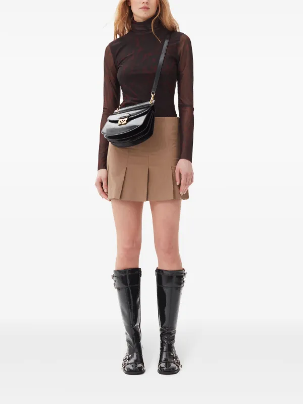 【関税&送料込】Ganni Beige Flounced Mini Skirt GANNI Drapey Mélange Mini Skirt | Neutrals | FARFETCH