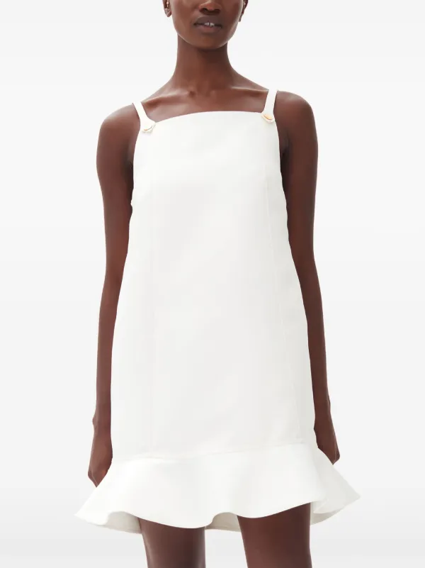 GANNI flared-hem Satin Mini Dress | Neutrals | FARFETCH ID