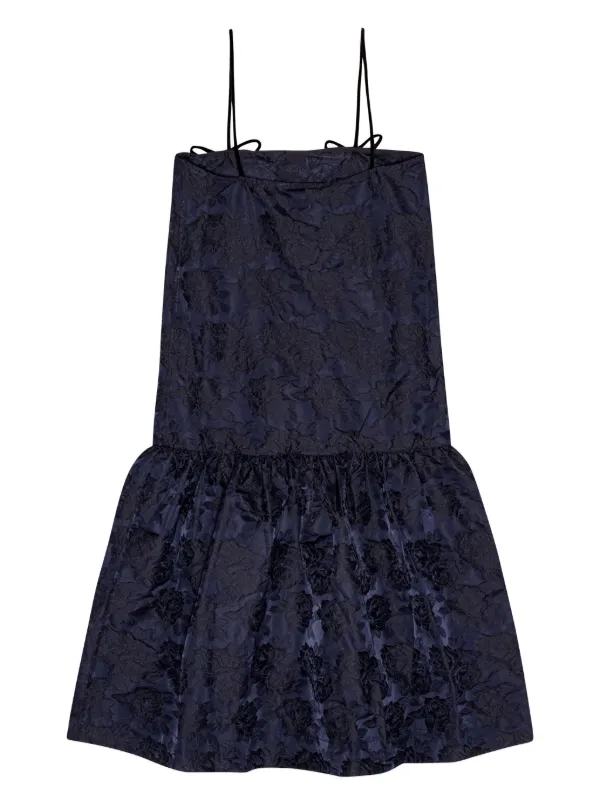 GANNI patterned-jacquard Midi Dress | Blue | FARFETCH
