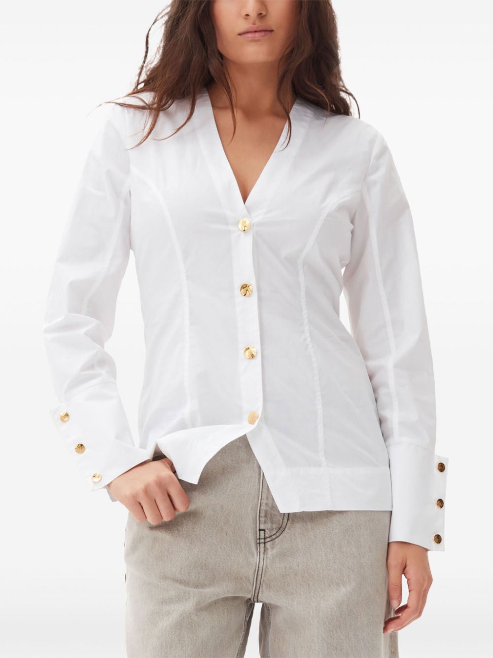 GANNI v-neck poplin shirt Women