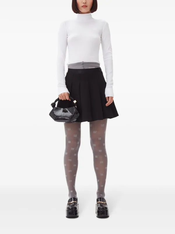 Ganni Women's Pleated Polk Dot Georgette Skirt - Egret - EU