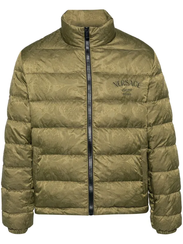 Versace Barocco print Padded Jacket Green FARFETCH IN