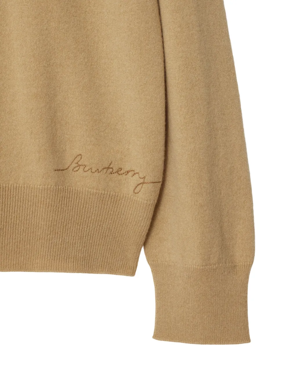 Burberry Kasjmier trui met geborduurd logo Beige