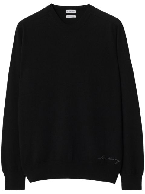 Burberry logo-embroidered cashmere jumper Men