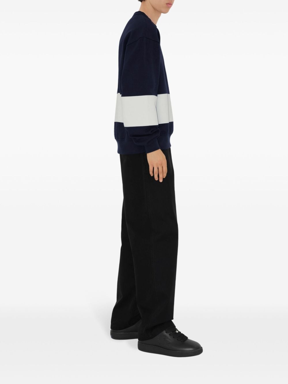 Shop Burberry Ekd Stripe Cotton Jumper In Blau