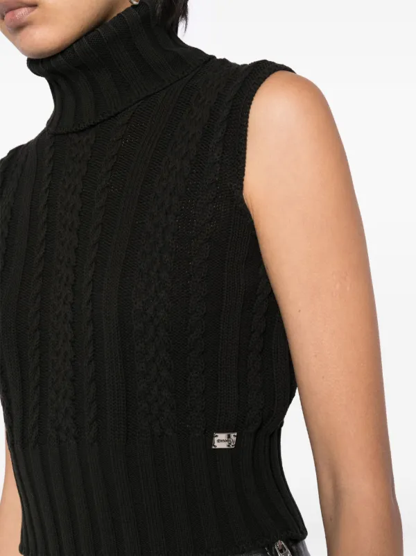 CHANEL Pre-Owned 2002 Sleeveless Turtleneck Knitwear | Black