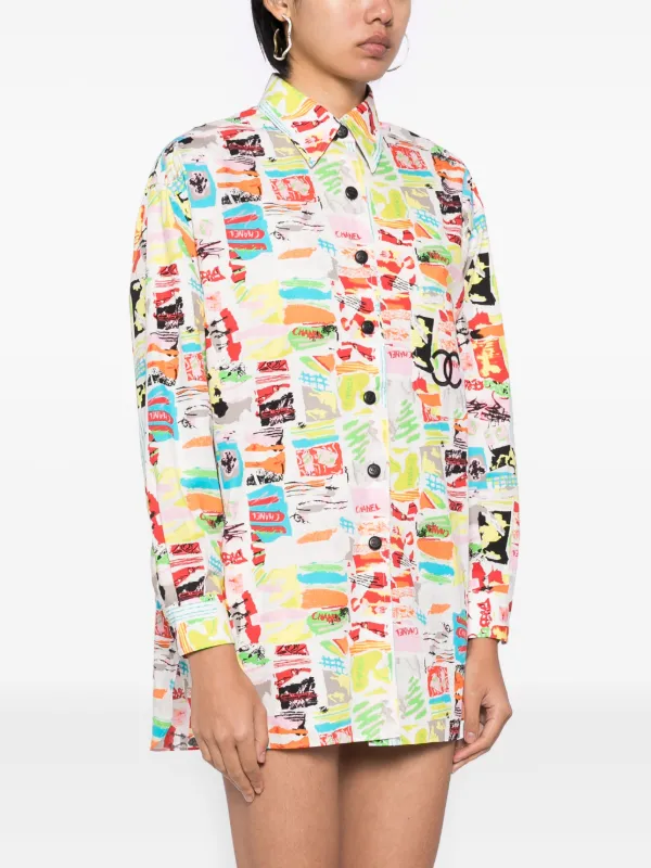 CHANEL Pre-Owned 1997 CC graphic-print Shirt | Pink | FARFETCH BH