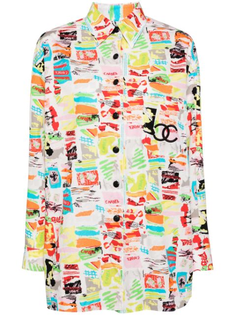 HOT SALE CHANEL 1997 CC graphic-print shirt Women