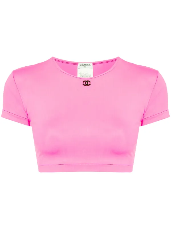 CHANEL Pre-Owned 1995 ココマーク クロップド Tシャツ | ピンク