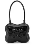 GANNI Butterfly patent-leather top-handle bag - Black