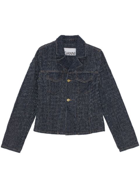 GANNI fluffy denim fitted blazer Women