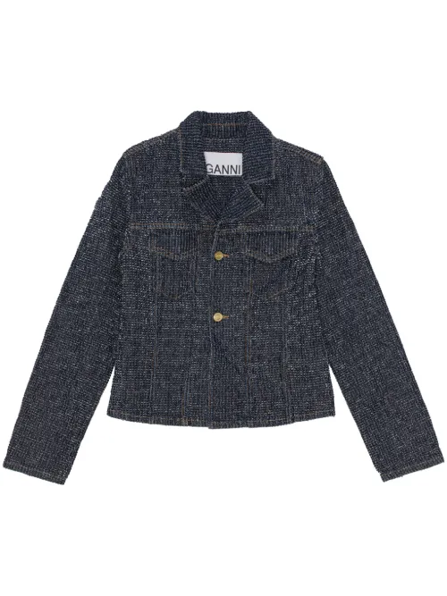 GANNI blazer cintré en jean - Bleu - GANNI - Modalova